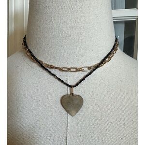 Gold and Black Heart Pendant Necklace